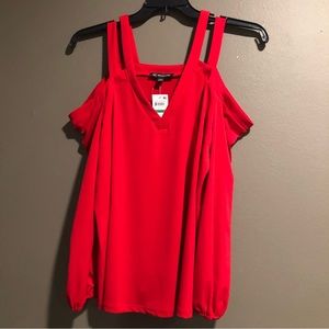 INC Cold Shoulder Red Top, Large